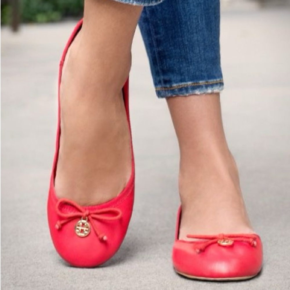 Authentic Tory Burch Chelsea Ballet Red Slippers sz 7.5
